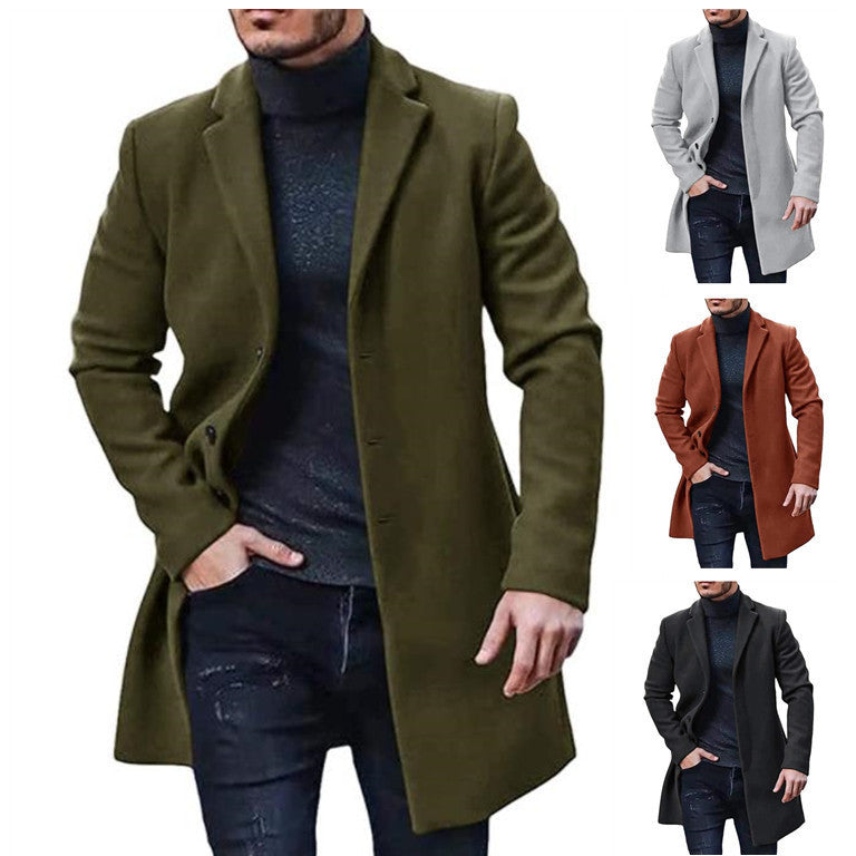 Mens Wool Blend MidLength Trench Coat  